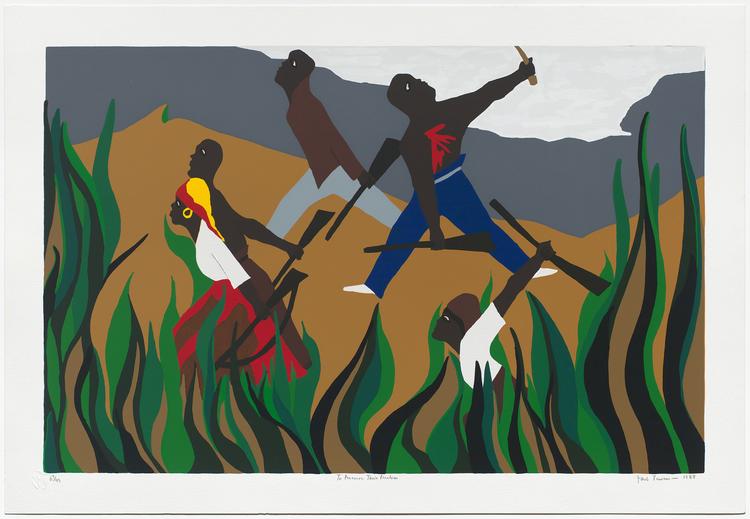 To Preserve Their Freedom, 1988, from The Life of Toussaint L'Ouverture, a series by Jacob Lawrence